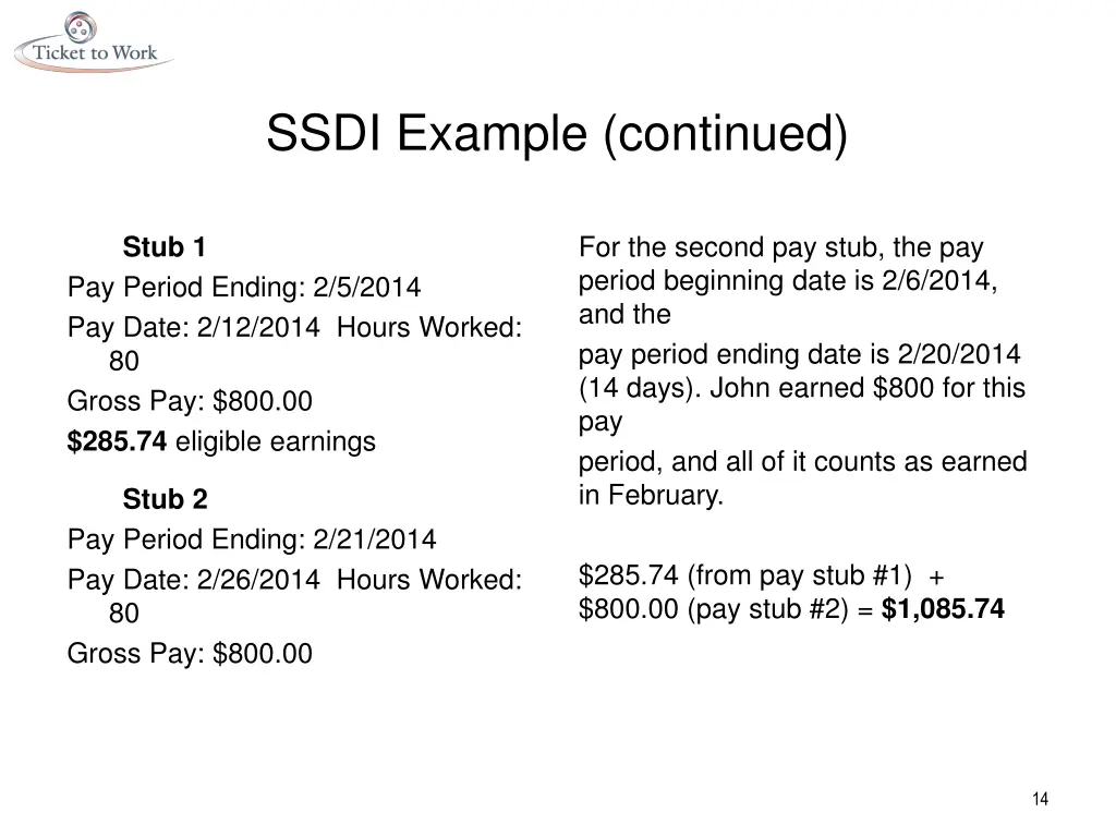 ssdi example continued