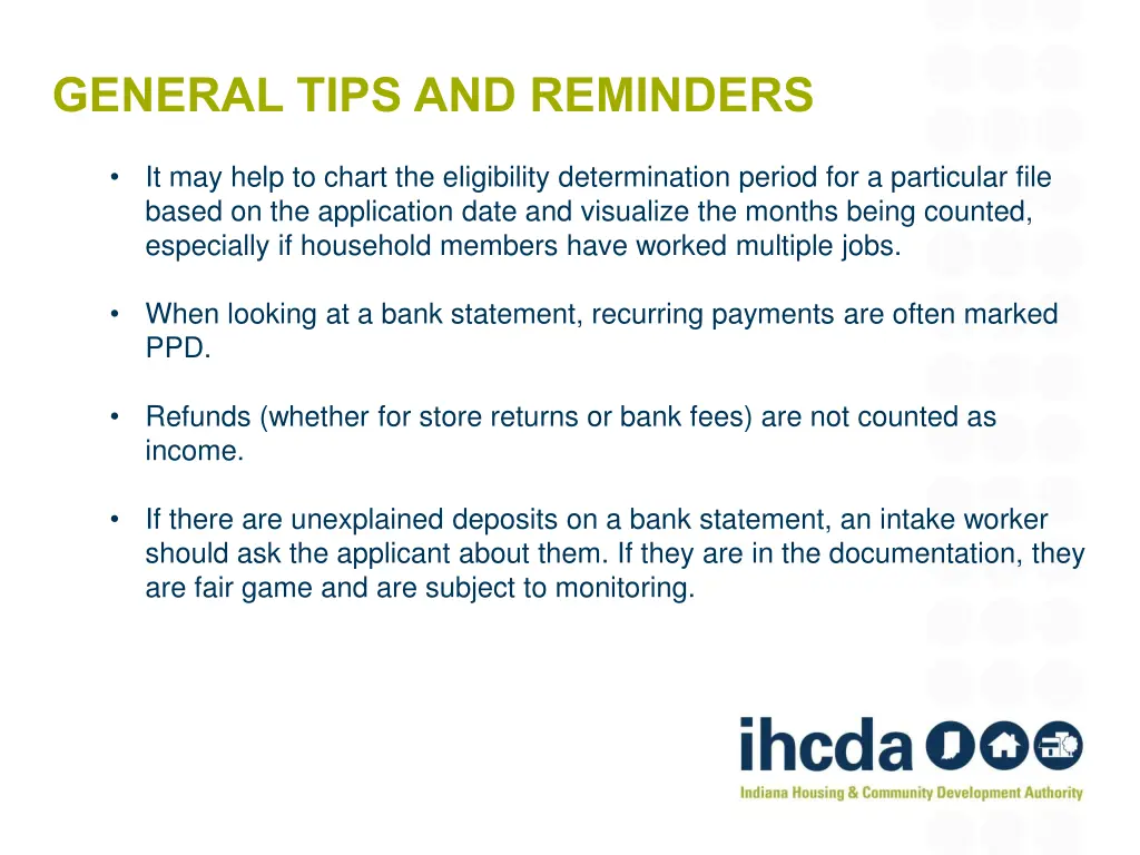 general tips and reminders