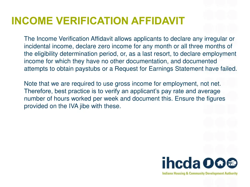 income verification affidavit