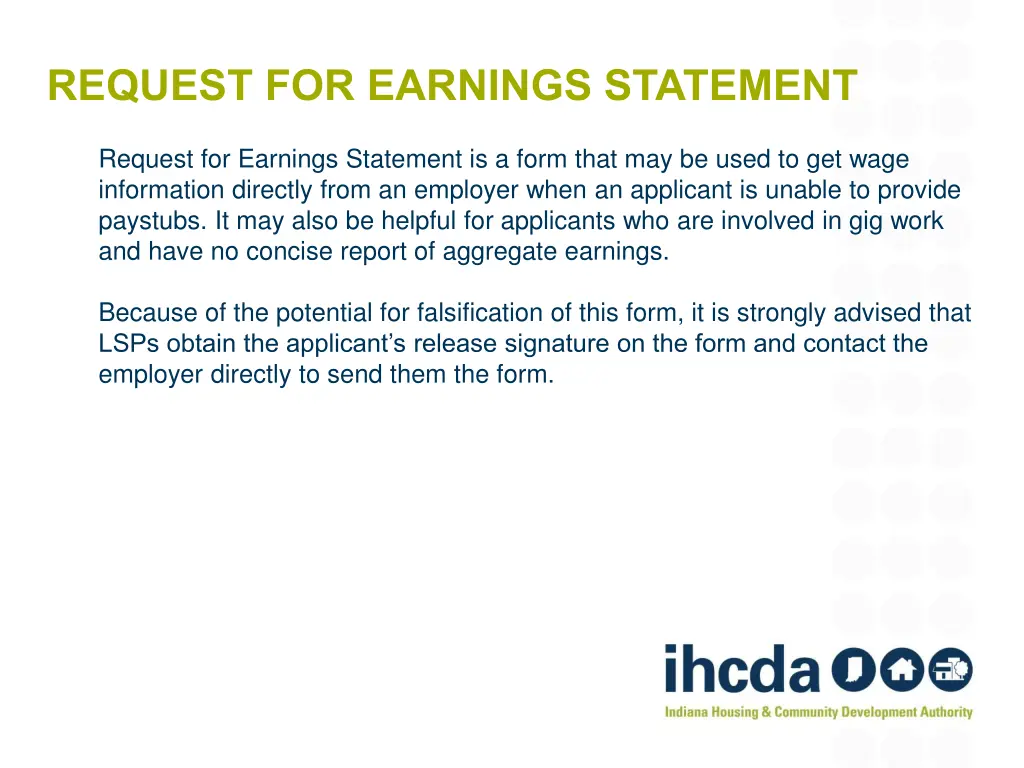 request for earnings statement