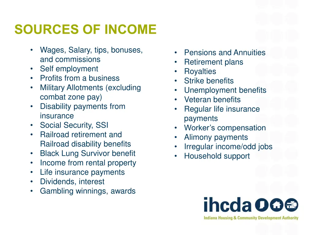 sources of income