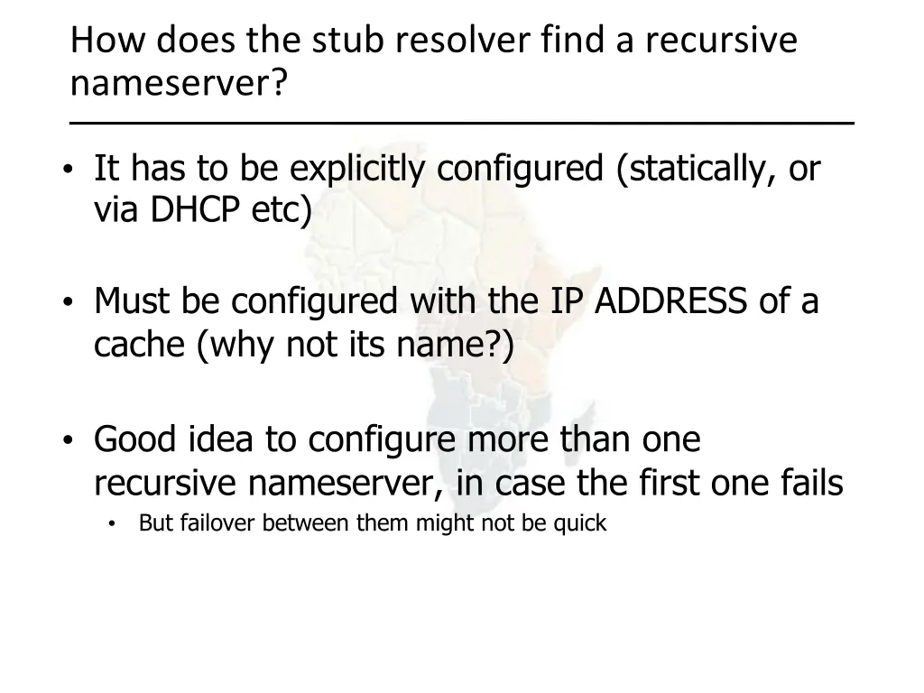 how does the stub resolver find a recursive