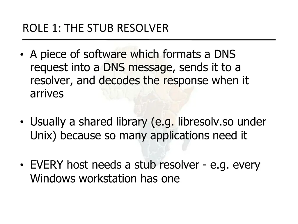 role 1 the stub resolver