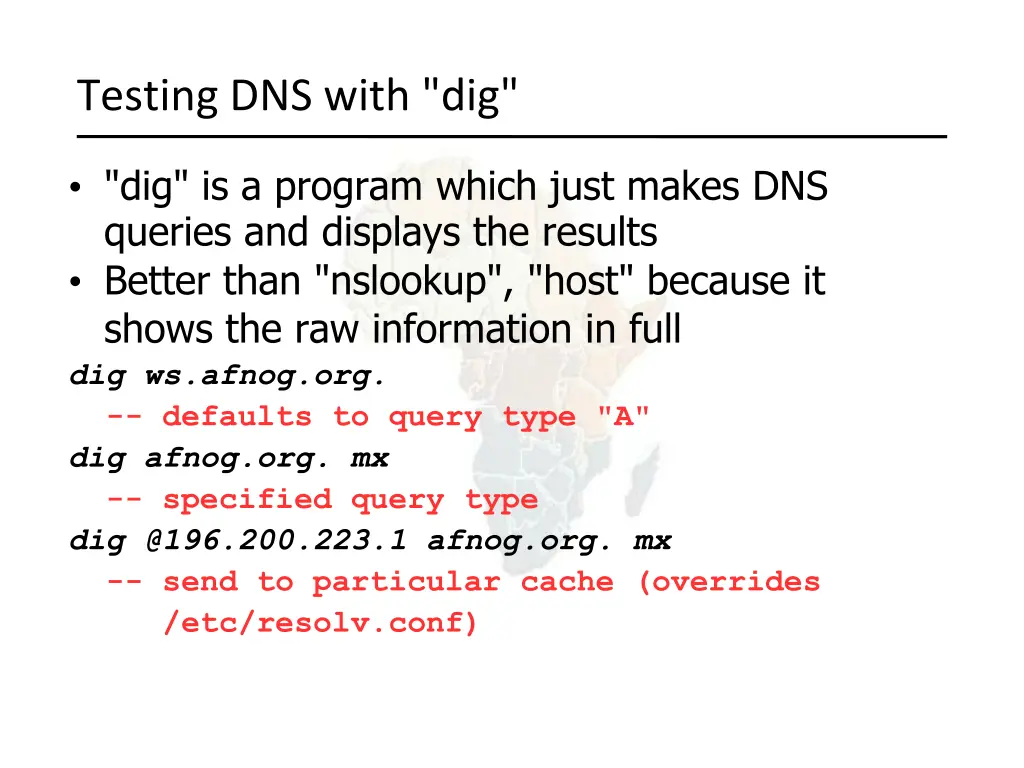 testing dns with dig