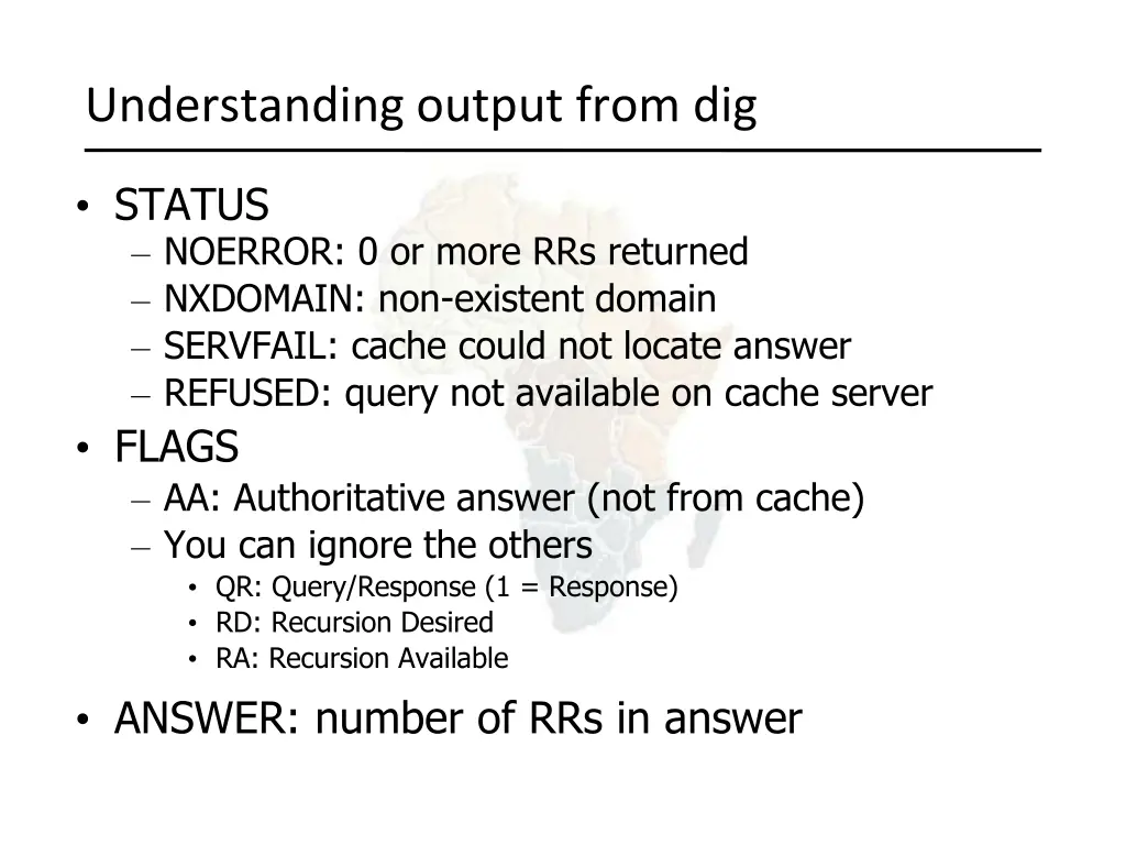 understanding output from dig