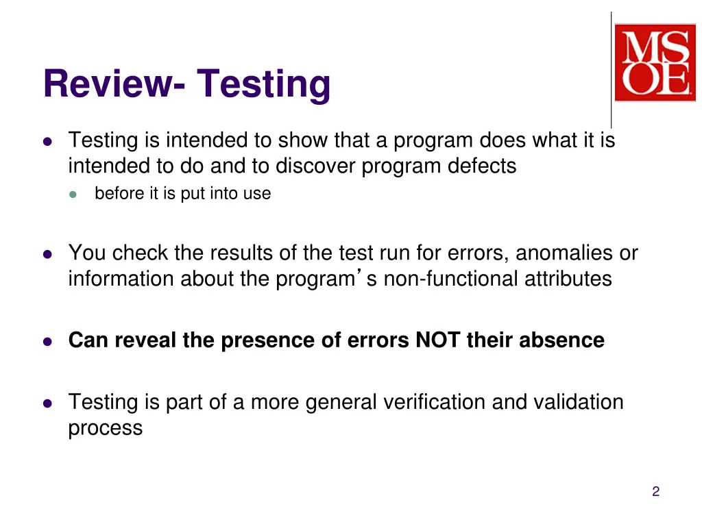 review testing