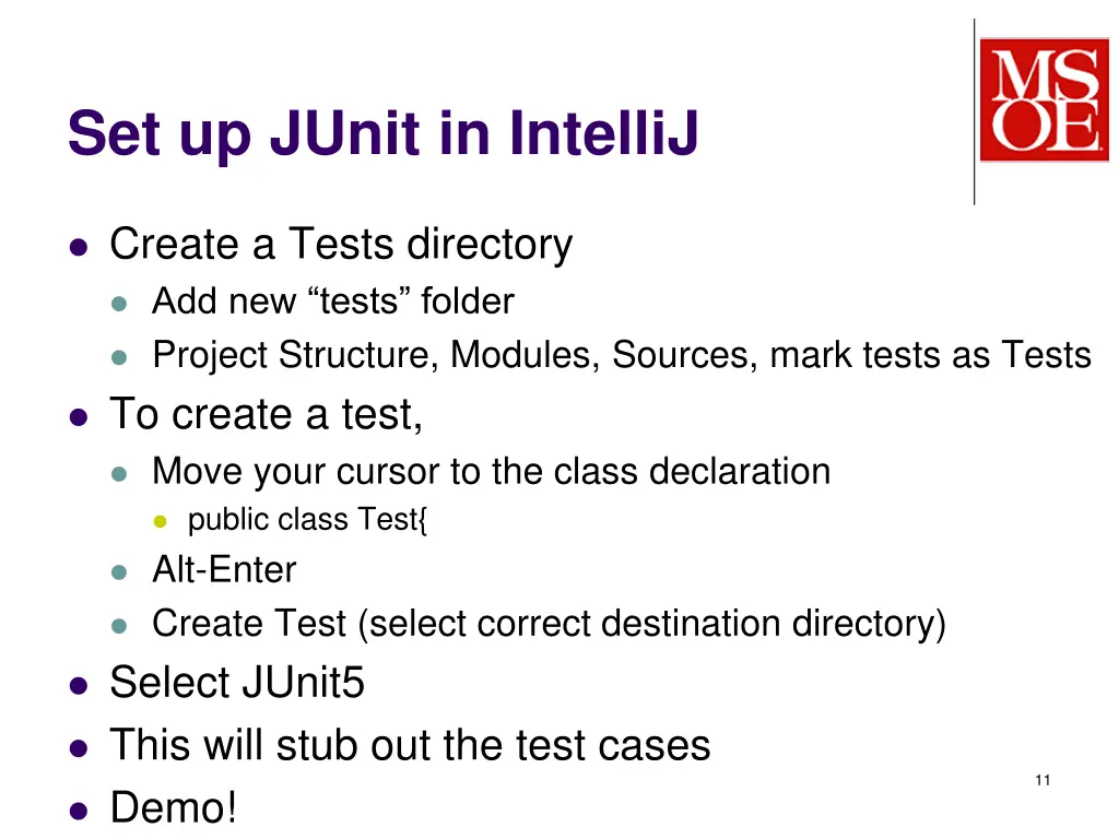 set up junit in intellij