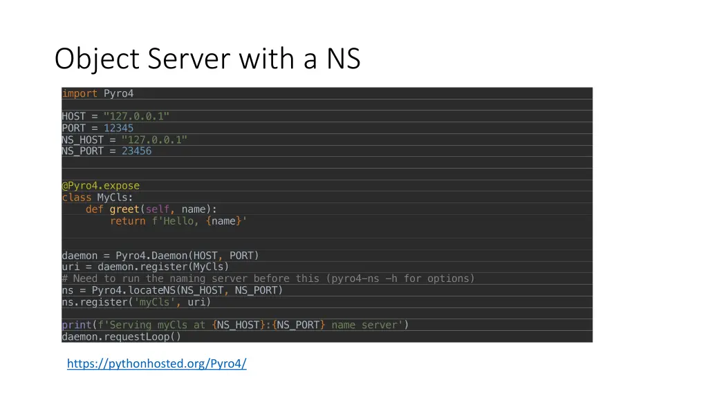 object server with a ns