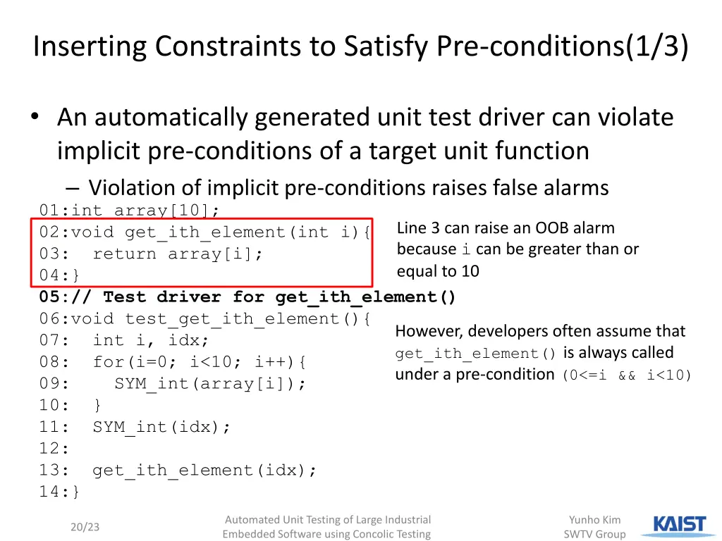 inserting constraints to satisfy pre conditions 1