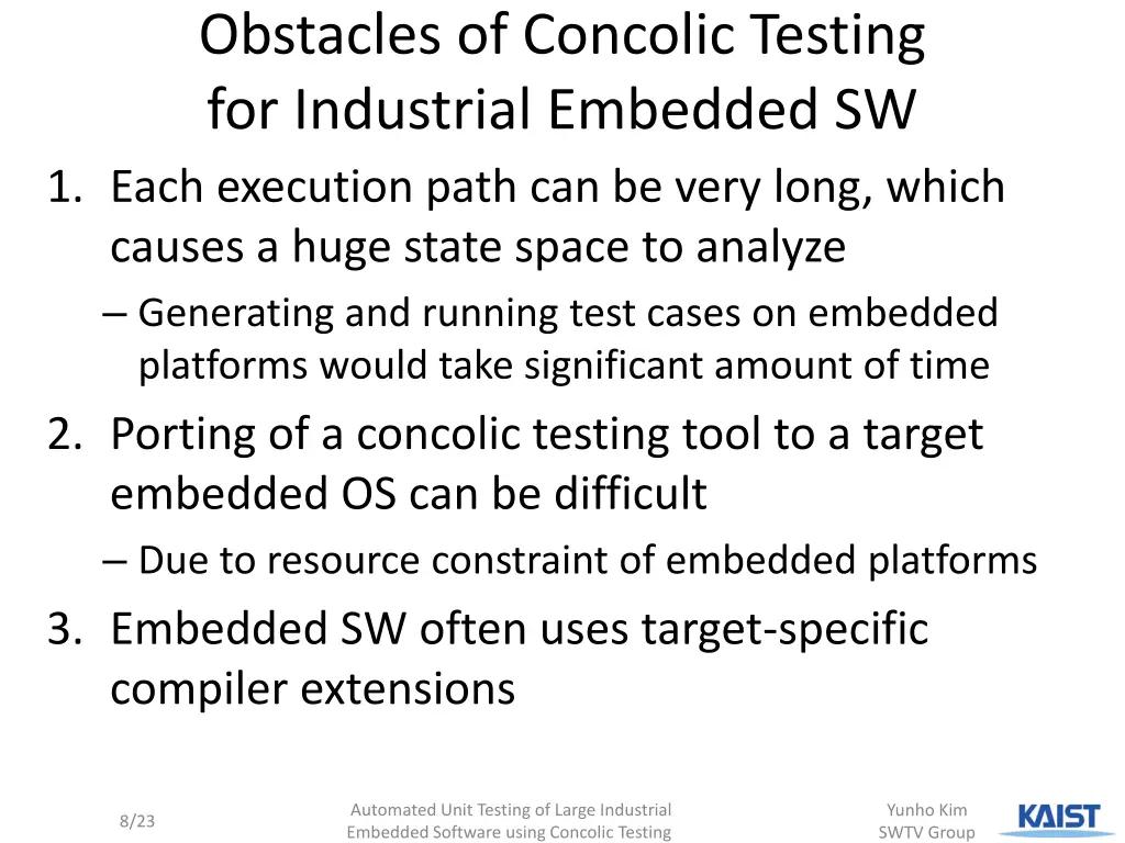 obstacles of concolic testing for industrial