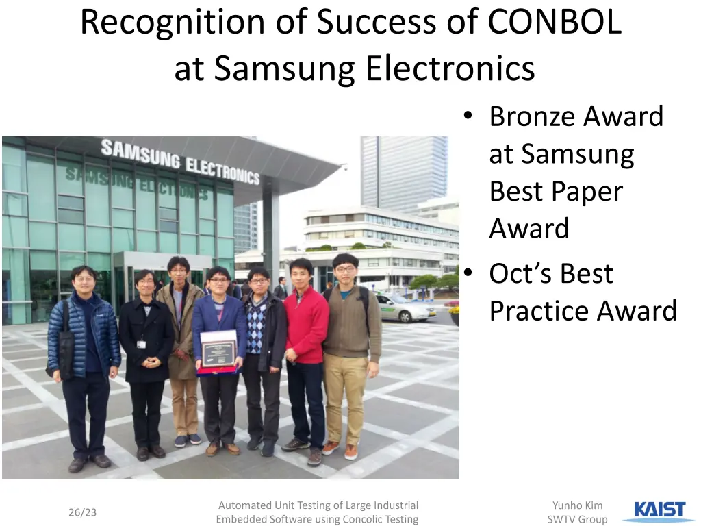 recognition of success of conbol at samsung