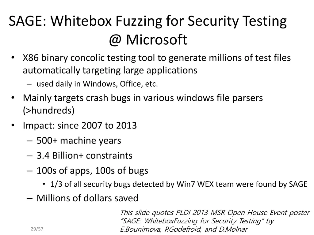 sage whitebox fuzzing for security testing