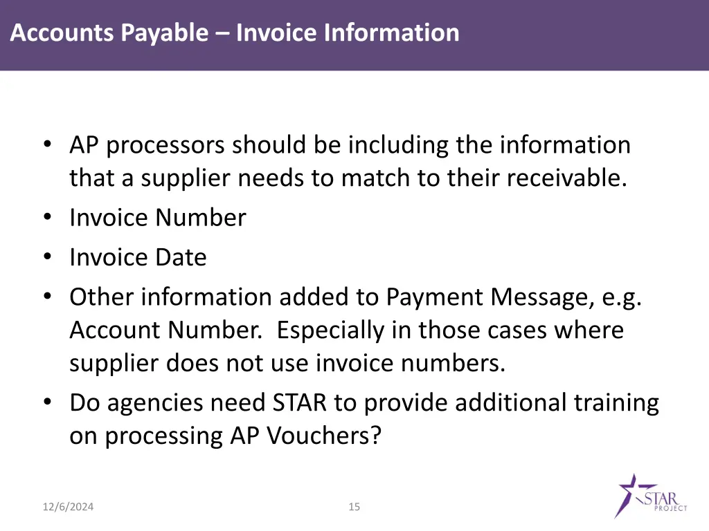 accounts payable invoice information