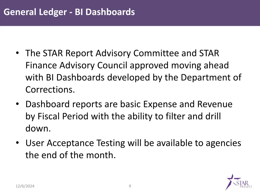 general ledger bi dashboards