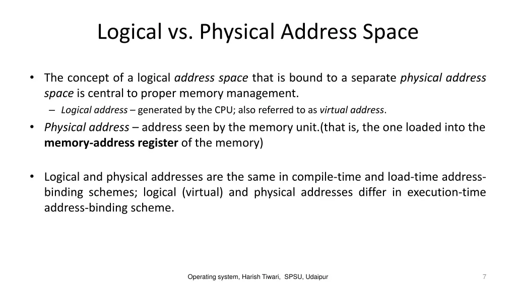 logical vs physical address space