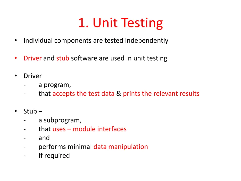 1 unit testing