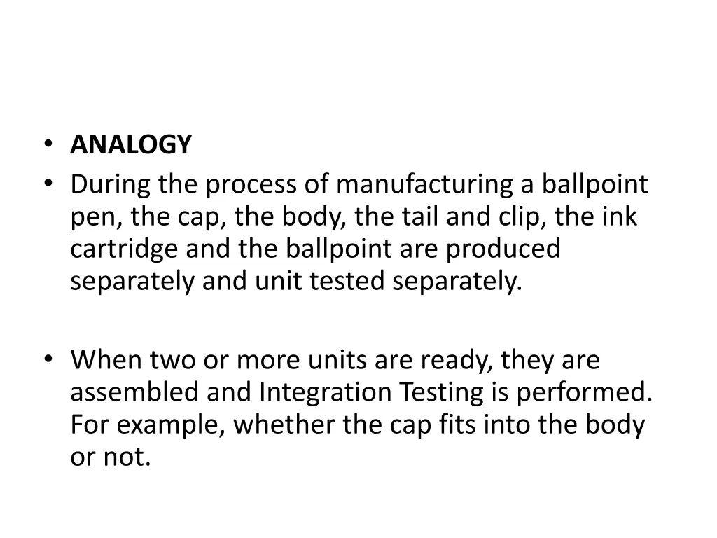 analogy during the process of manufacturing