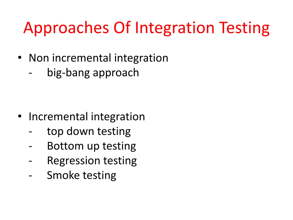 approaches of integration testing