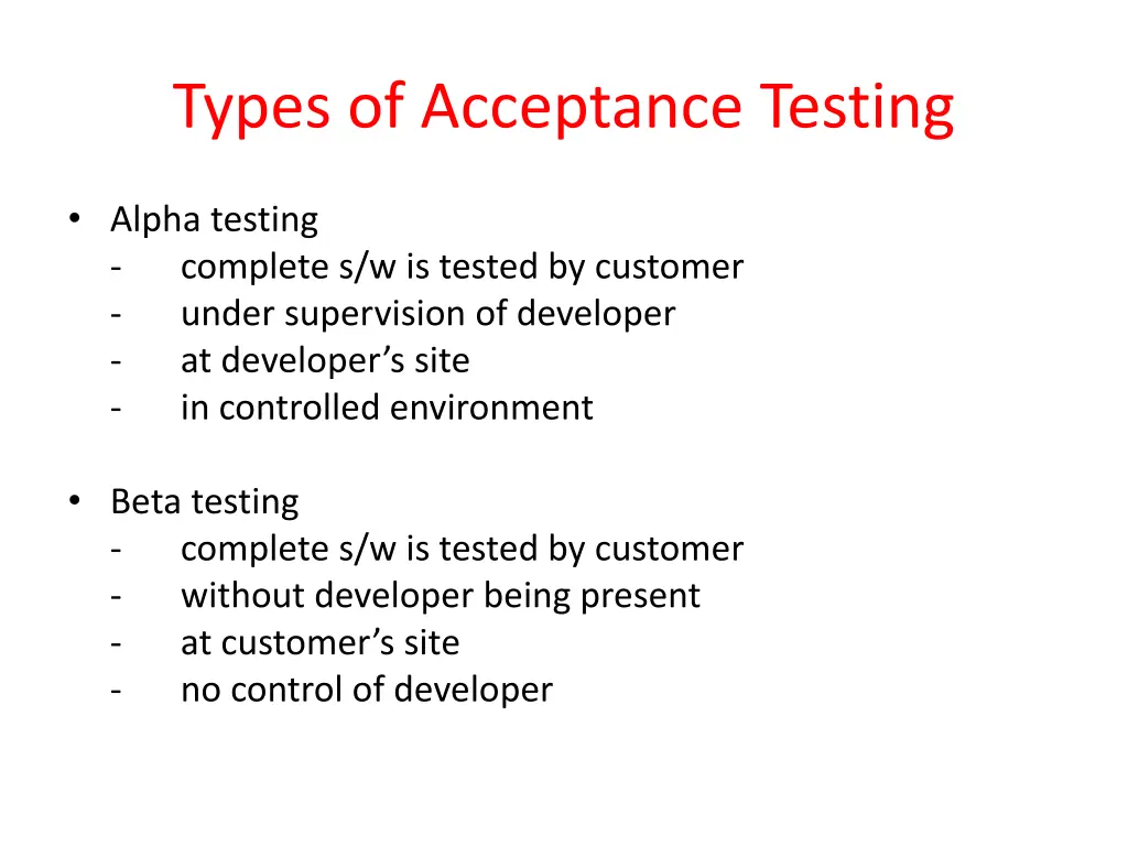 types of acceptance testing