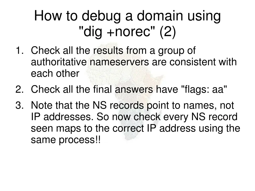 how to debug a domain using dig norec 2 1 check