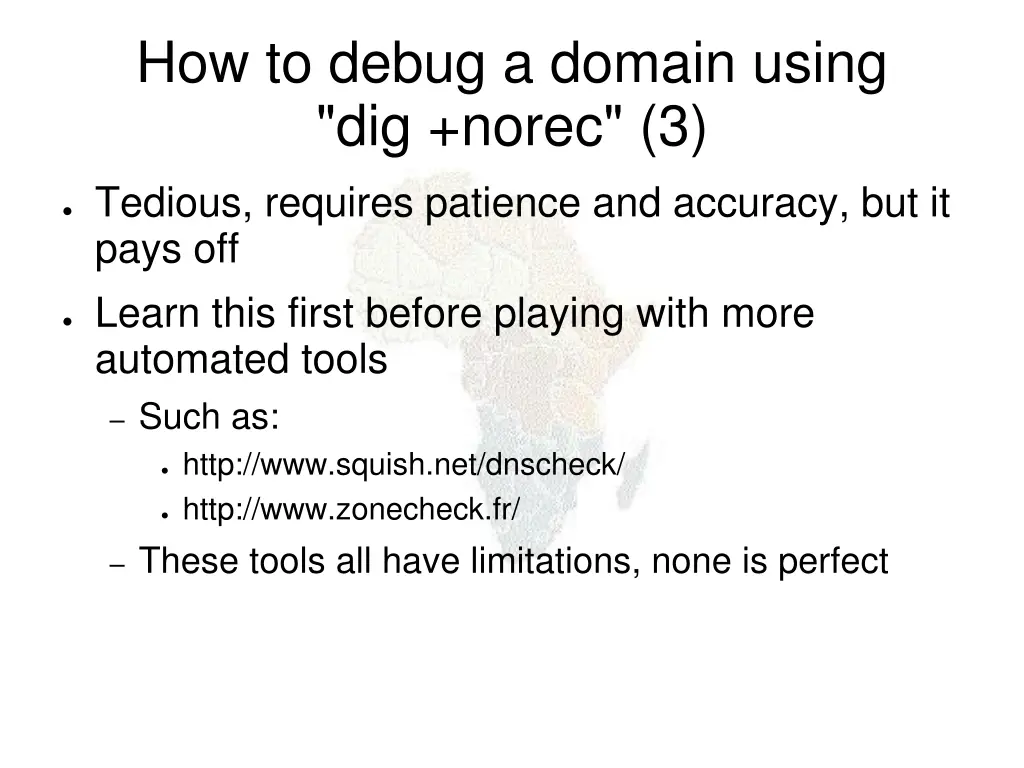 how to debug a domain using dig norec 3