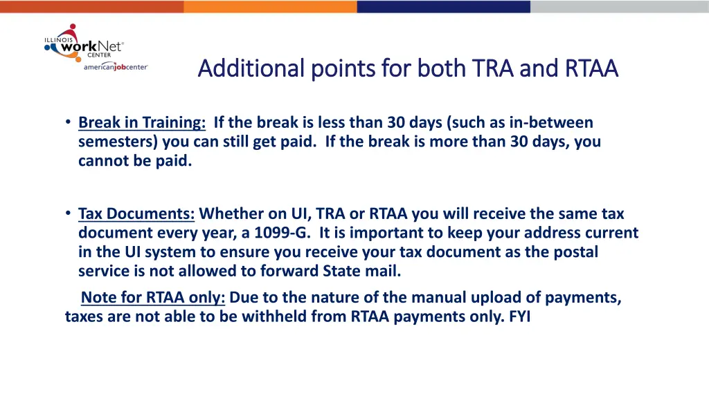 additional points for both tra and rtaa 1