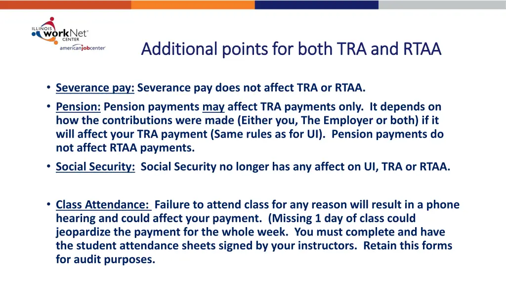 additional points for both tra and rtaa