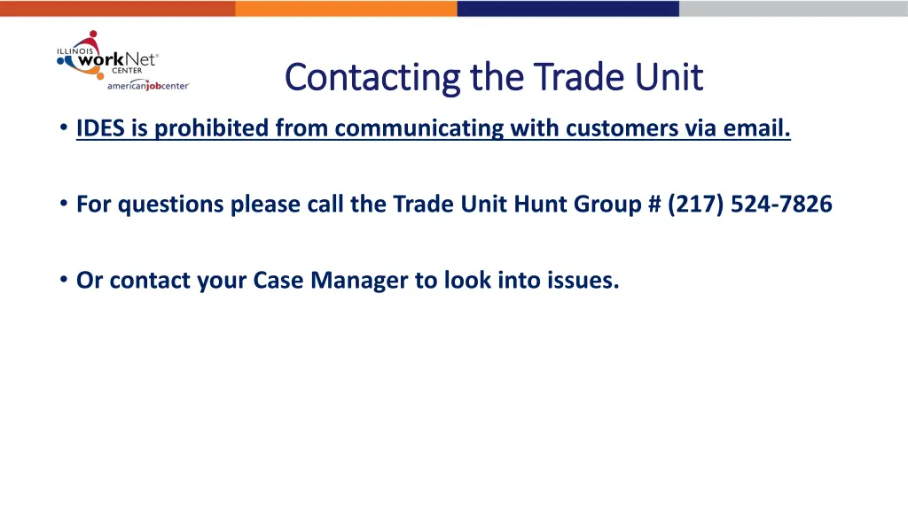 contacting the trade unit contacting the trade