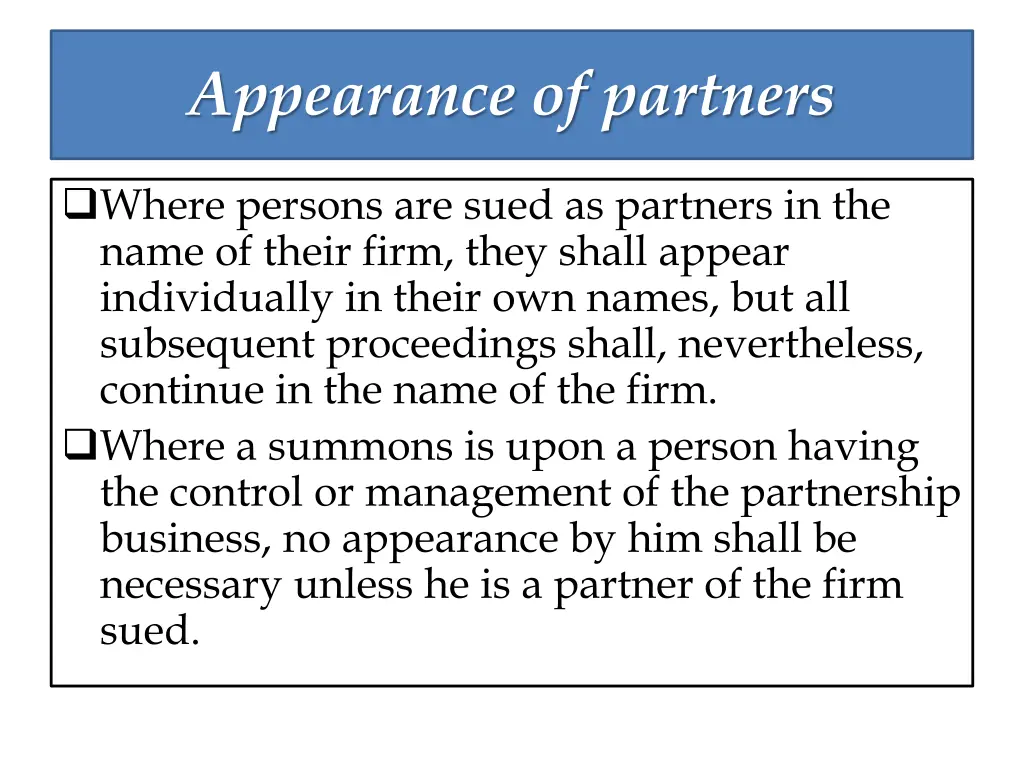 appearance of partners