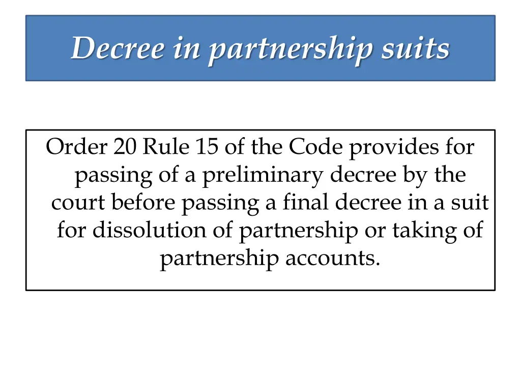 decree in partnership suits