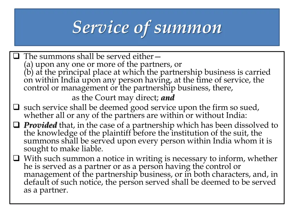 service of summon