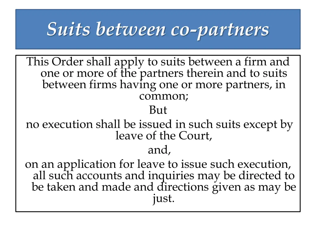 suits between co partners