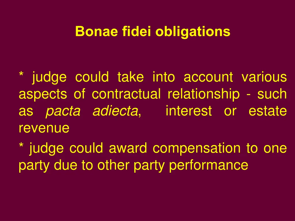 bonae fidei obligations