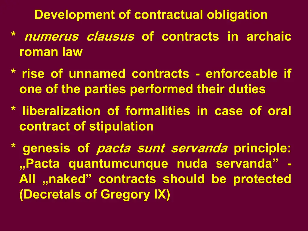 development of contractual obligation