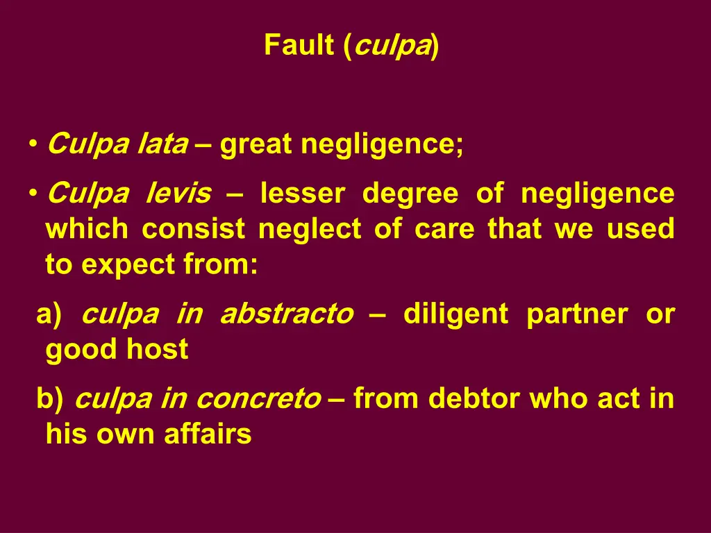 fault culpa