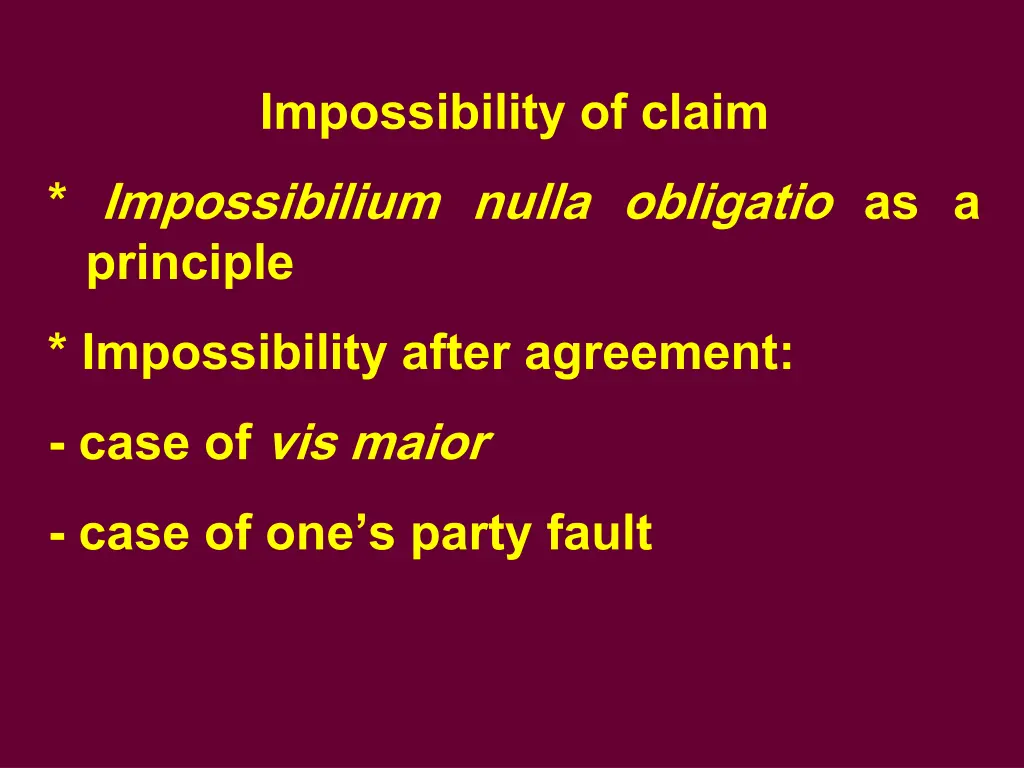 impossibility of claim