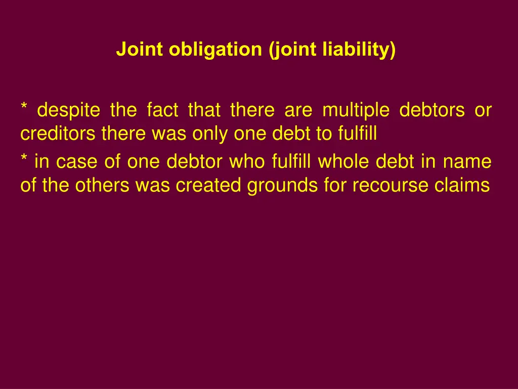 joint obligation joint liability