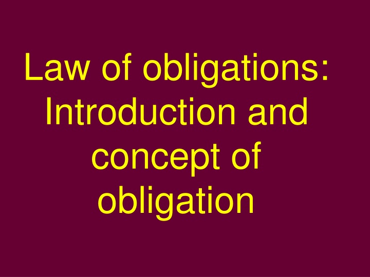 law of obligations introduction and concept