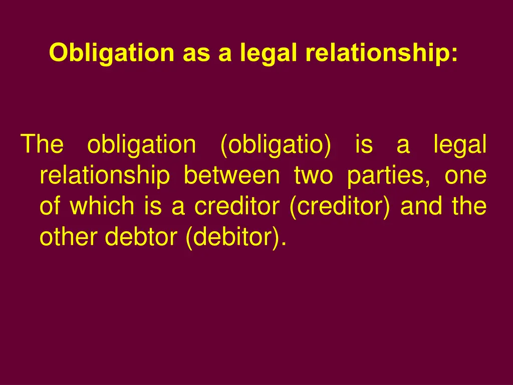 obligation as a legal relationship