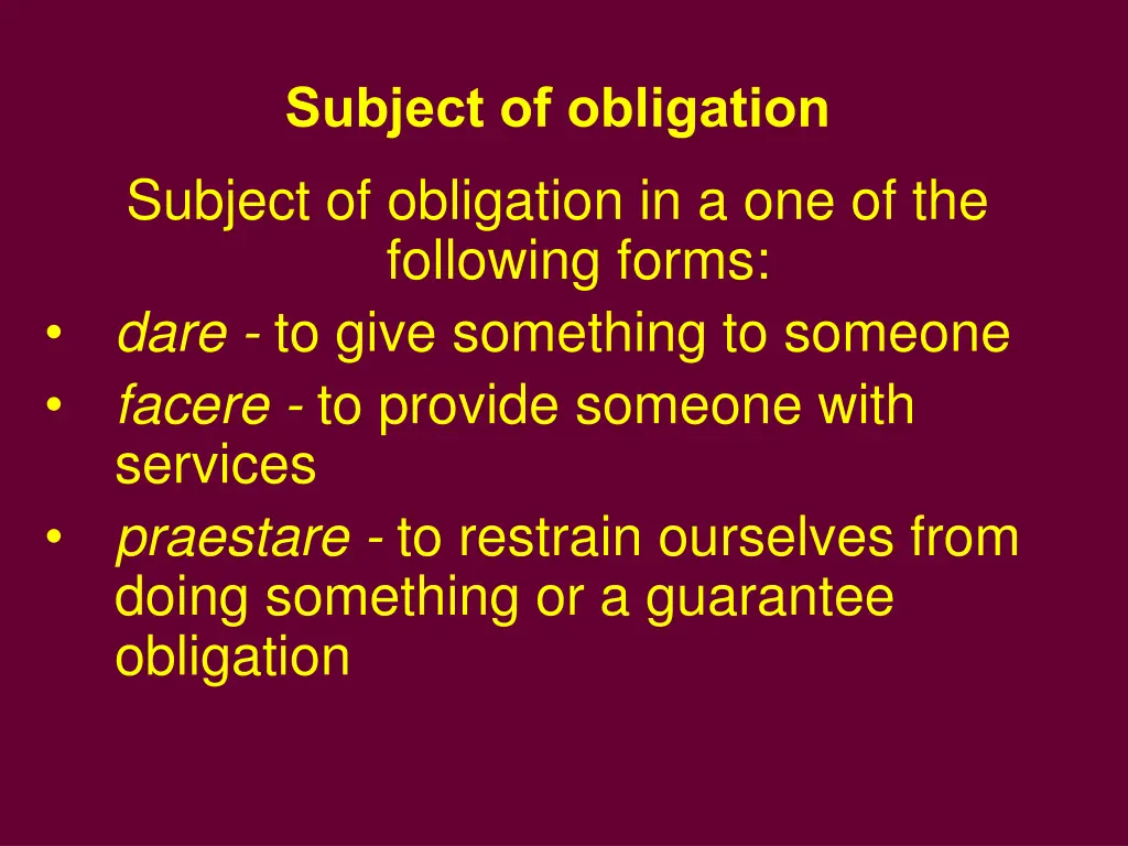 subject of obligation