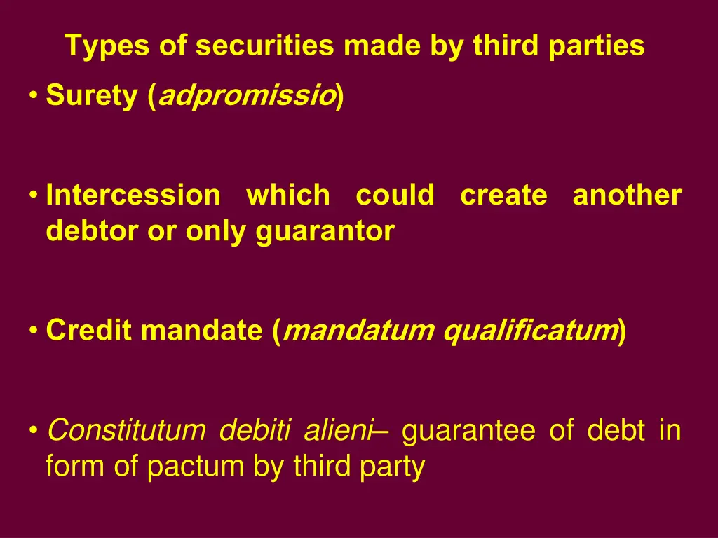 types of securities made by third parties