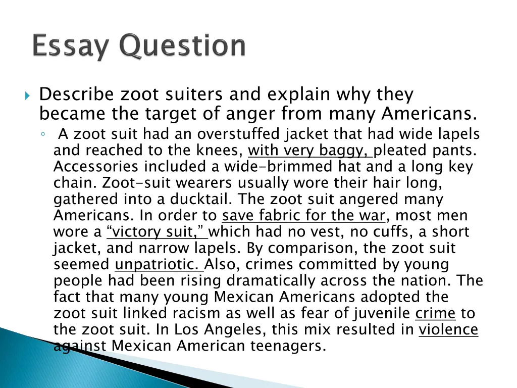 describe zoot suiters and explain why they became 1