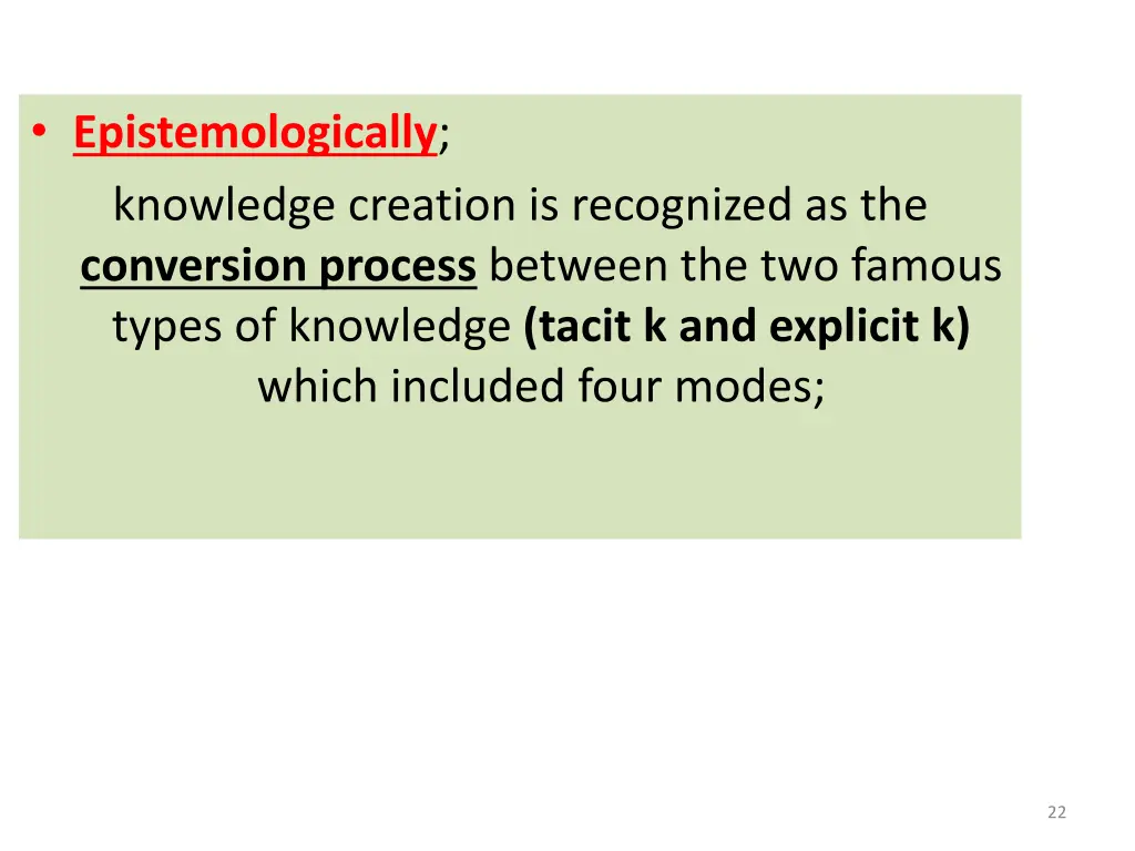 epistemologically knowledge creation