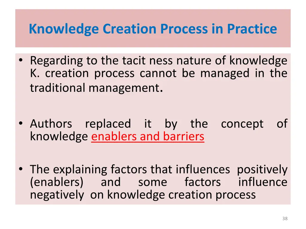 knowledge creation process in practice