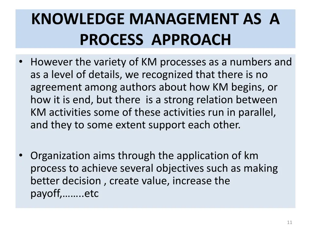 knowledge management as a process approach