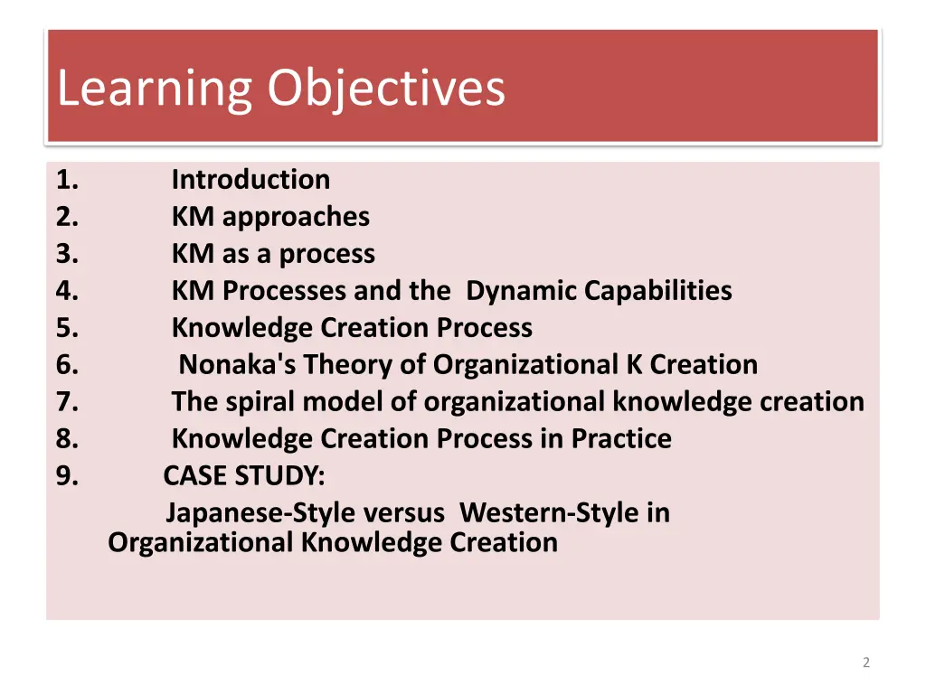 learning objectives