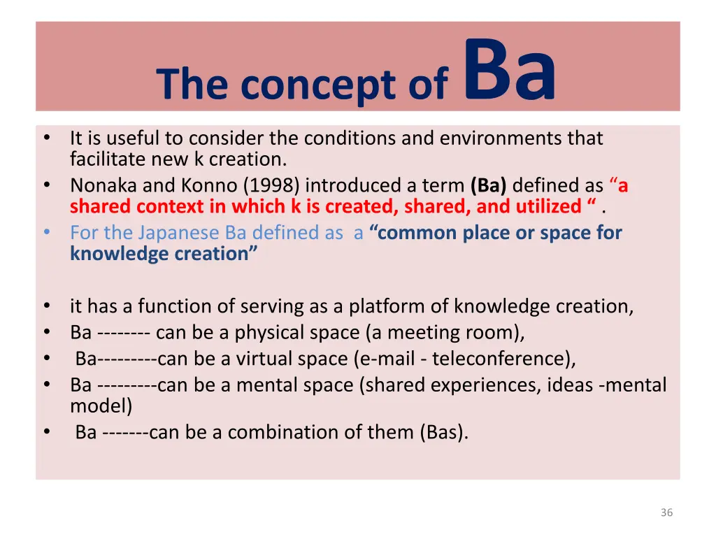 the concept of ba it is useful to consider