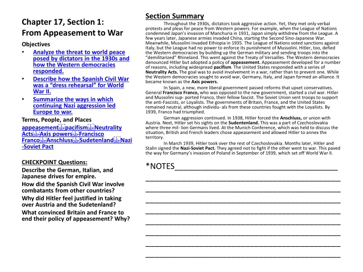 section summary throughout the 1930s dictators