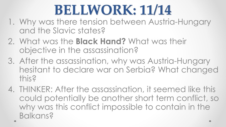 bellwork 11 14 1 why was there tension between