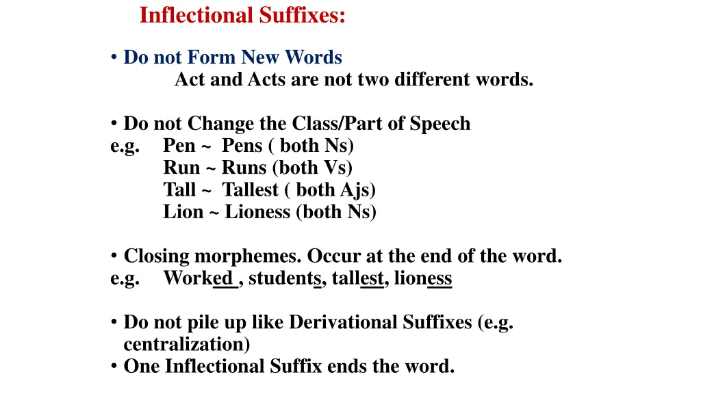 i inflectional suffixes